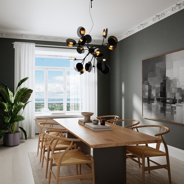 Lampa Wisząca By Rydéns, Turno, ściemnialny, czarny, salon, metal, design