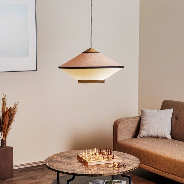 Lampa Wisząca Forestier, Cymbal S, ściemnialny, beżowy, salon, tkanina | tekstylia, design