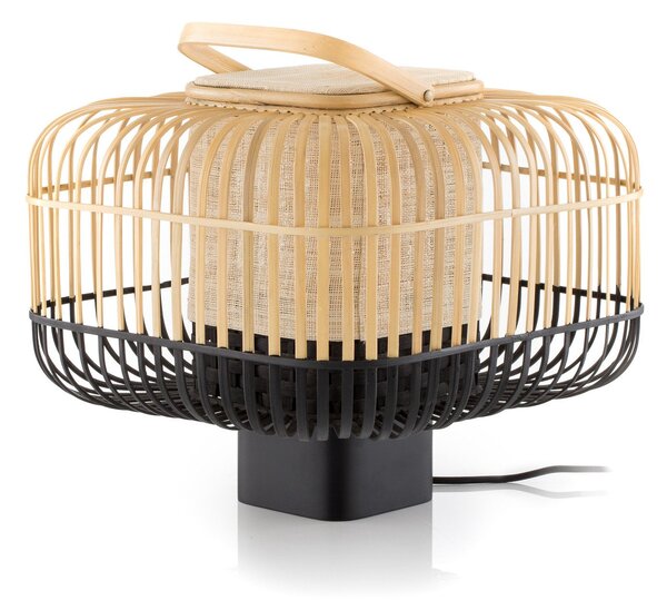 Lampa Stołowa Forestier, Bamboo Square S, czarny, salon, bambus, design