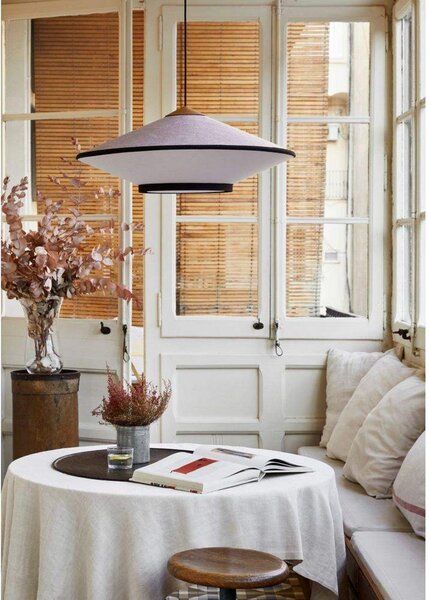 Lampa Wisząca Forestier, Cymbal, ściemnialny, złoty | mosiężny, salon, tkanina | tekstylia, vintage