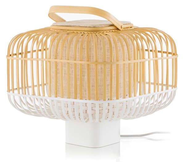 Lampa Stołowa Forestier, Bamboo Square S, biały, salon, bambus, design