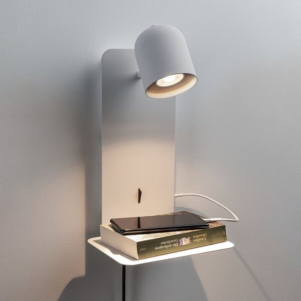 Lampa Ścienna Paulmann, Malena USB, biały, sypialnia, metal