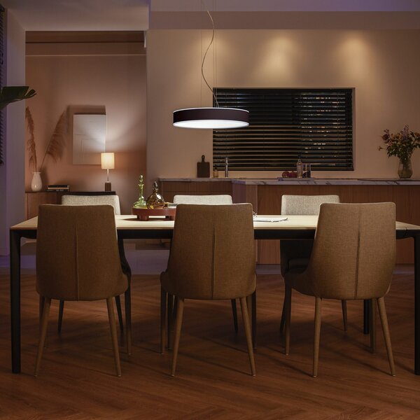 Lampa Wisząca Philips Hue, Philips Hue, ściemnialny, czarny, salon, metal, nowoczesny