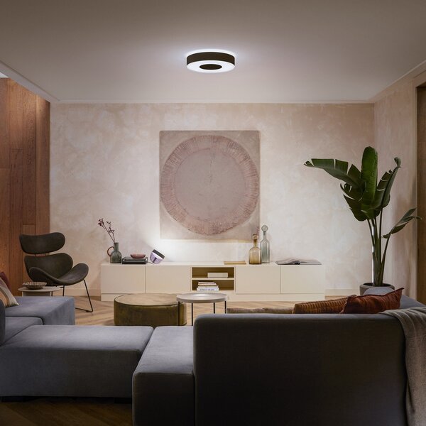 Lampa Sufitowa Philips Hue, Philips Hue, ściemnialny, czarny, salon, metal, nowoczesny