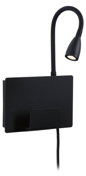 Lampa Ścienna Paulmann, Halina USB, czarny, sypialnia, metal, nowoczesny