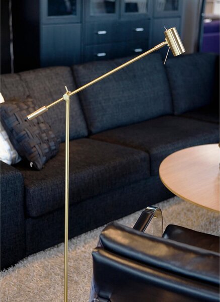 Lampa Podłogowa Belid, ściemnialny, złoty | mosiężny, salon, metal