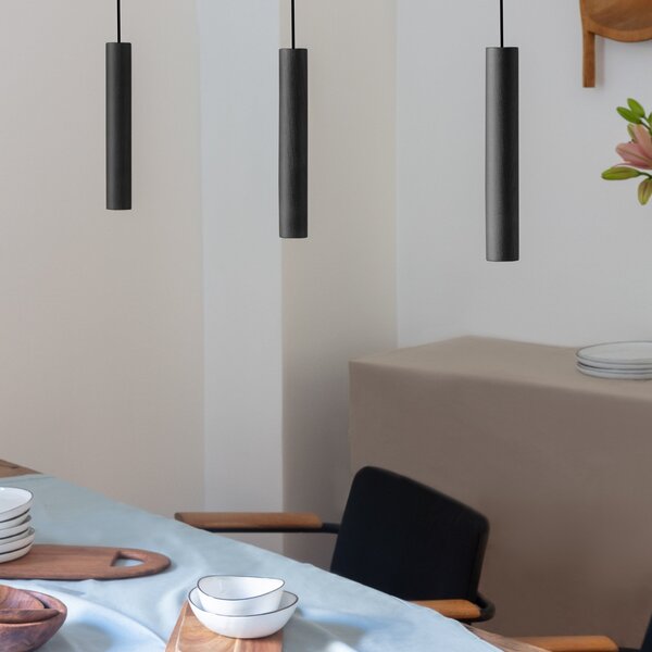 Lampa Wisząca UMAGE, Chimes, czarny, salon, drewno, nowoczesny