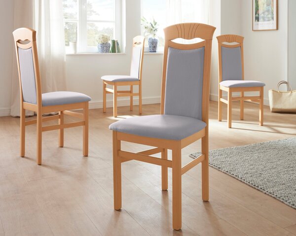 Klasyczne krzesła ( 2 szt. ) w szarym kolorze i na bukowych nogach