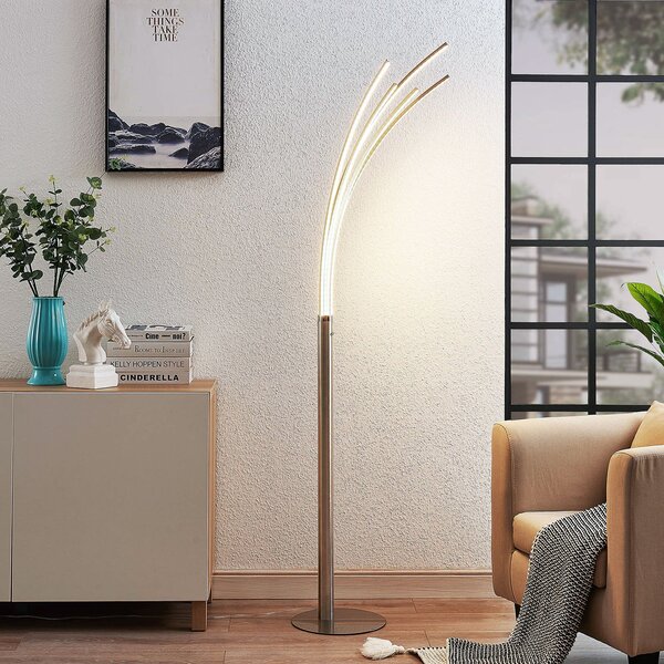 Lampa Podłogowa Lindby, Boba, metaliczny, salon, aluminium, nowoczesny