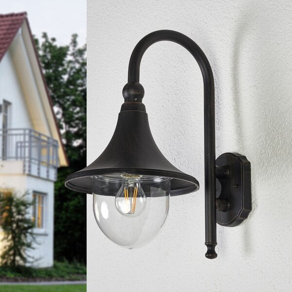 Zewnętrzna Lampa Lindby, Daphne, ściemnialny, czarny, balkon, aluminium, antyczny