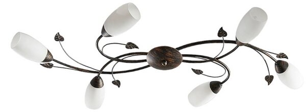 Lampa Sufitowa Lindby, Stefania, ściemnialny, brąz rdzawy, salon, szkło, antyczny
