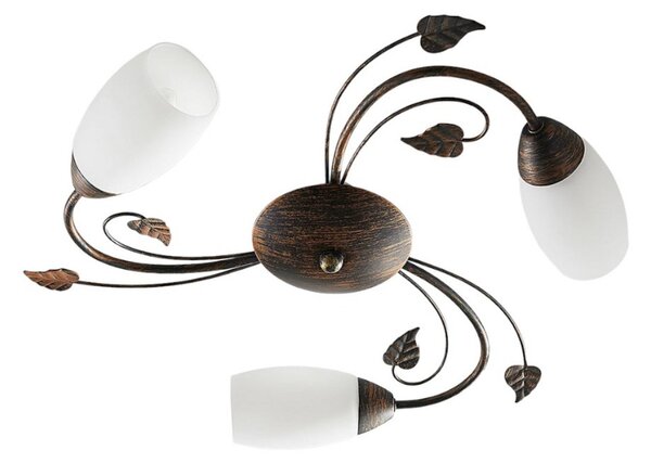 Lampa Sufitowa Lindby, Stefania, ściemnialny, brąz rdzawy, salon, szkło, antyczny
