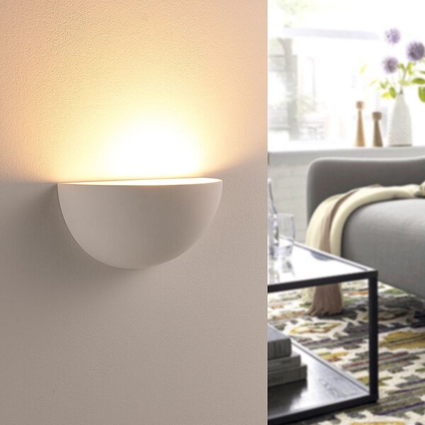 Lampa Ścienna Lindby, Narin, ściemnialny, biały, salon, gips | glina, nowoczesny