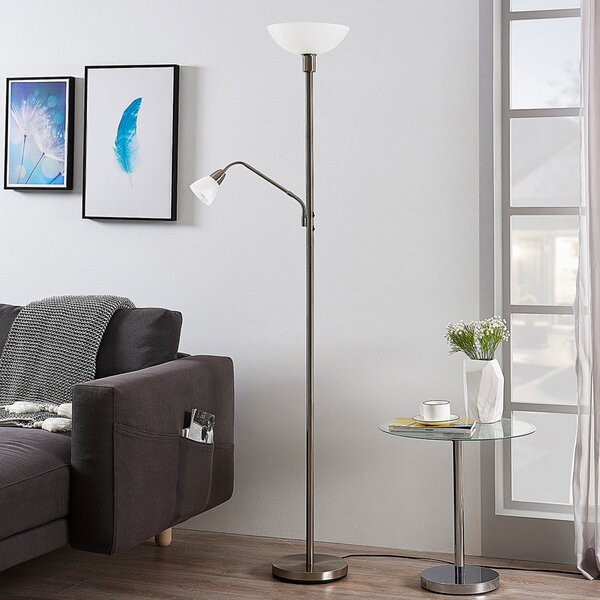 Lampa Podłogowa Lindby, Jost, szary, salon, metal, nowoczesny