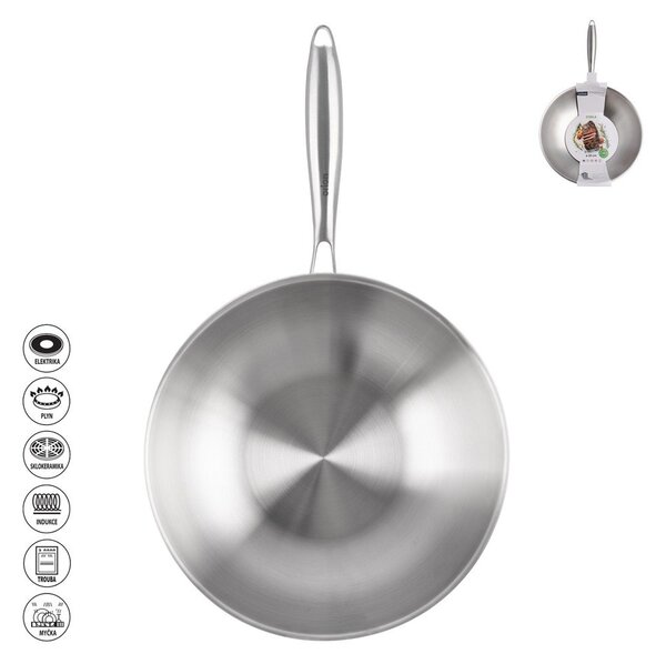 Patelnia wok ze stali nierdzewnej ø 30 cm Steela – Orion