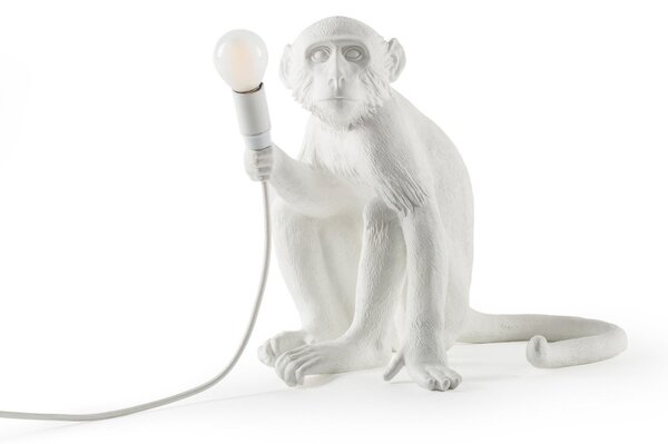 Lampa Stołowa SELETTI, Monkey Lamp, biały, salon, tworzywo sztuczne, design