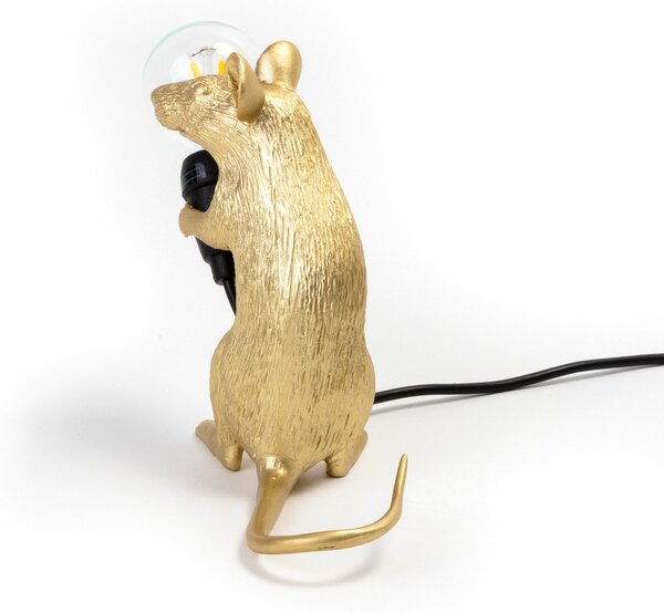 Lampa Stołowa SELETTI, Mouse Lamp Valentine, złoty | mosiężny, salon, tworzywo sztuczne, design