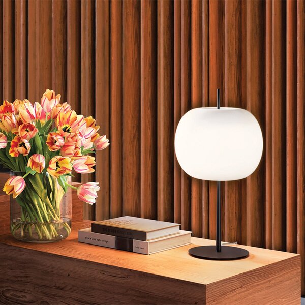 Lampa Stołowa kdln, Kushi, ściemnialny, biały, salon, szkło, design