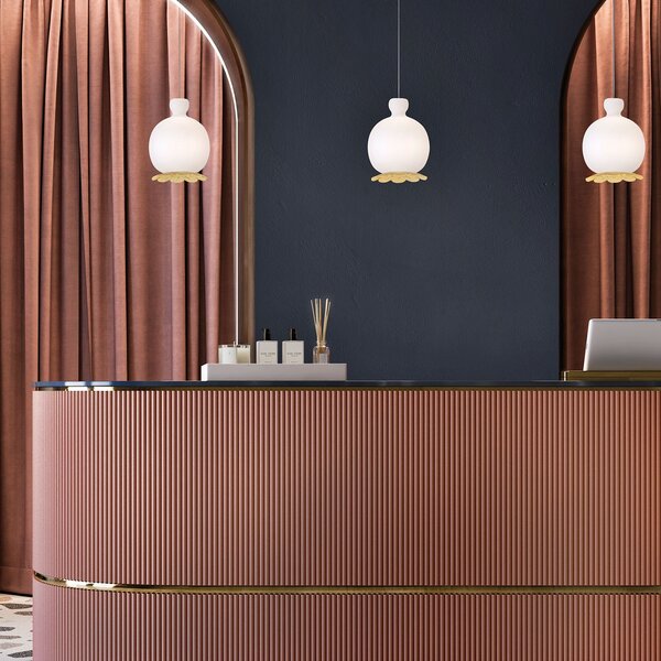 Lampa Wisząca kdln, Opyo, ściemnialny, biały, salon, szkło, design