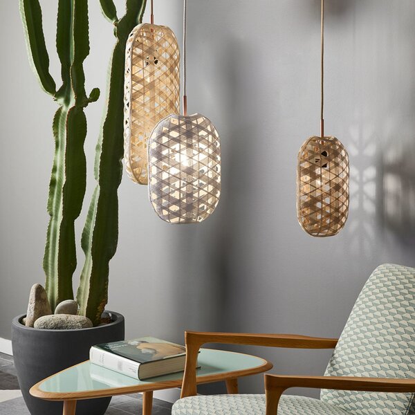 Lampa Wisząca Forestier, Capsule S, ściemnialny, beżowy, salon, bambus, design