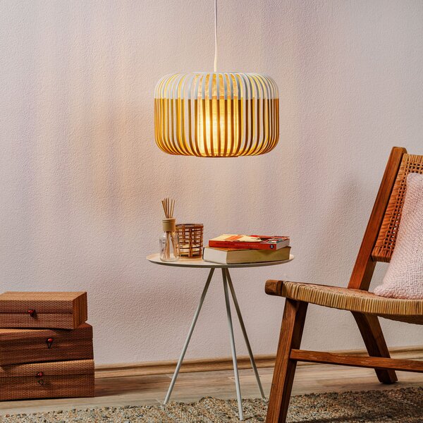 Lampa Wisząca Forestier, Bamboo Light S, ściemnialny, biały, salon, bambus, design