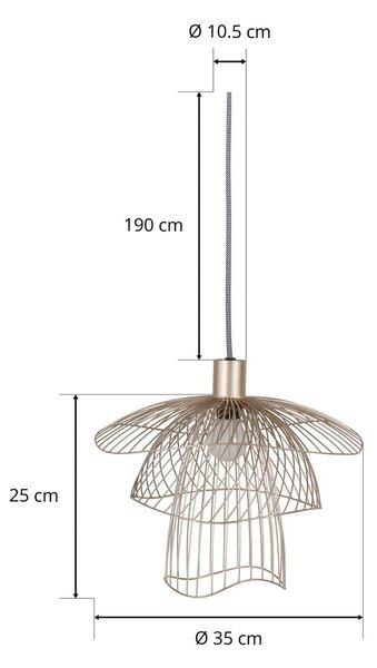 Lampa Wisząca Forestier, Papillon XS, ściemnialny, beżowy, salon, metal, design