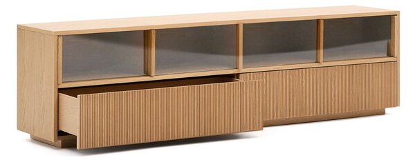 Szafka pod TV w dekorze dębu w naturalnym kolorze 200x54x40 cm Helvine – Kave Home