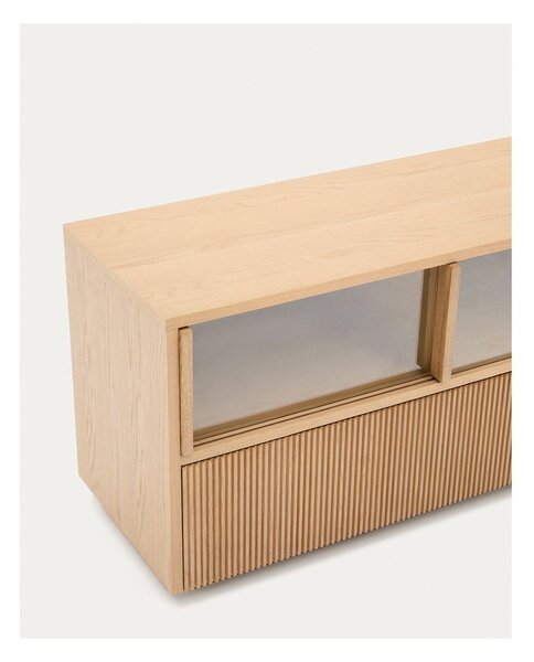 Szafka pod TV w dekorze dębu w naturalnym kolorze 200x54x40 cm Helvine – Kave Home