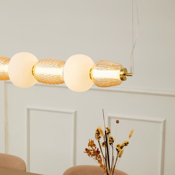 Lampa Wisząca LOOM DESIGN, Pearl 7, ściemnialny, złoty | mosiężny, salon, szkło, nowoczesny
