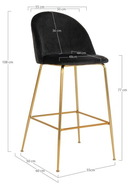 Czarne aksamitne hokery zestaw 2 szt. 108 cm Lausanne – House Nordic