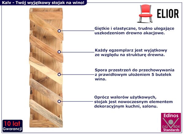 Drewniany stojak na wino z możliwością montażu ściennego - Ravios