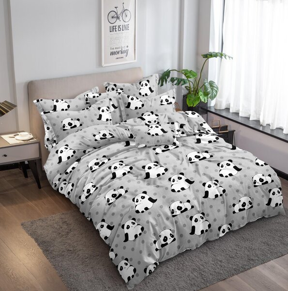 Pościel z mikrowłókna PANDA szare Rozmiar pościeli: 70 x 80 cm | 140 x 200 cm