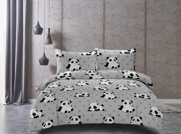 Pościel z mikrowłókna PANDA szare Rozmiar pościeli: 70 x 80 cm | 140 x 200 cm