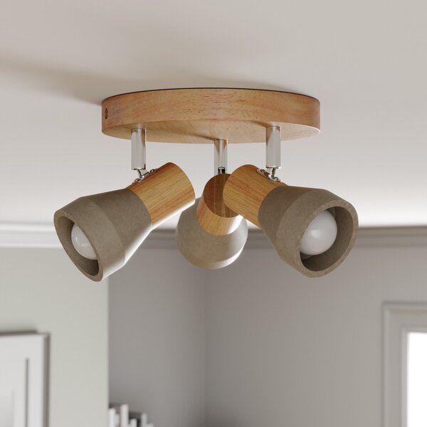 Lampa Sufitowa Lindby, Filiz, ściemnialny, szary, sypialnia, beton, skandynawski