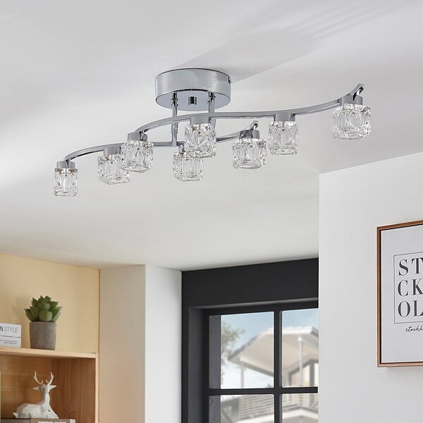 Lampa Sufitowa Lindby, Yaro, ściemnialny, metaliczny, salon, metal, nowoczesny