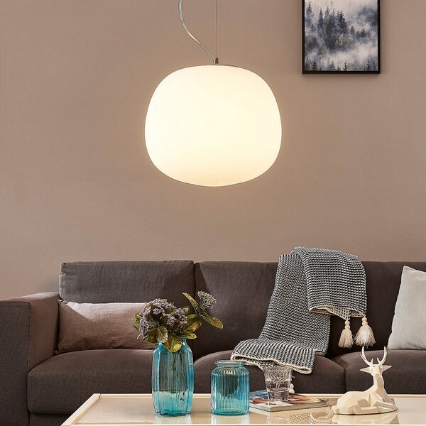 Lampa Wisząca Lindby, ściemnialny, biały, kuchnia, szkło, nowoczesny