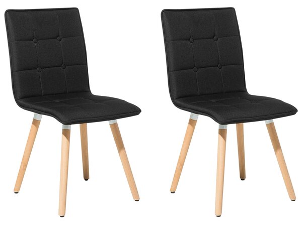Zestaw 2 krzeseł do jadalni czarny nowoczesny tapicerowany drewniane nogi Brooklyn Beliani