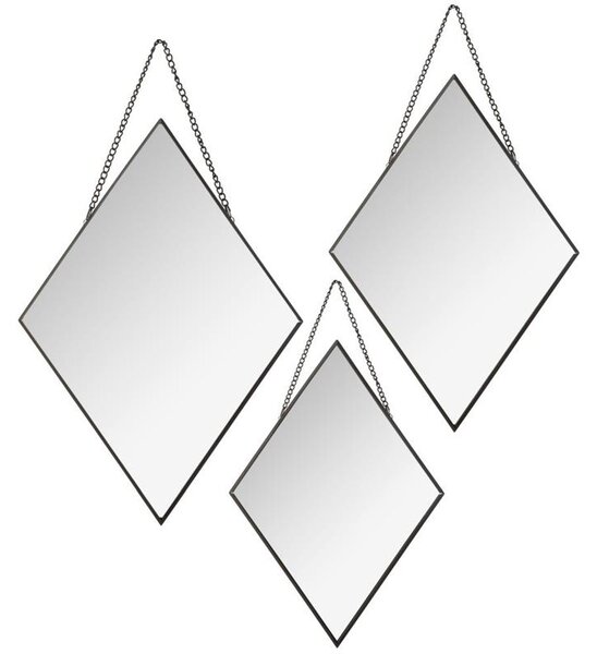 Komplet 3 czarnych luster Diamond