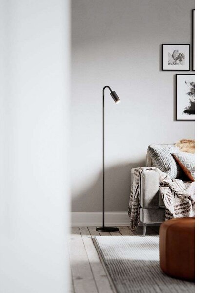 Lampa Podłogowa By Rydéns, Curve, czarny, salon, metal, nowoczesny