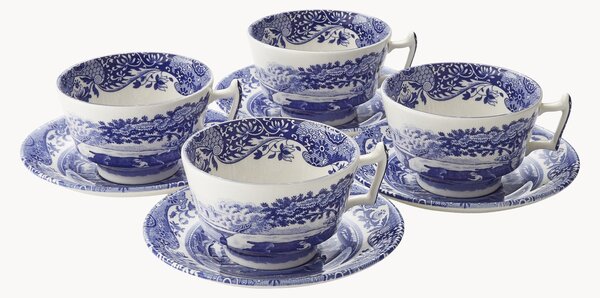 Komplet filiżanek ze spodkiem Blue Italian, 4 elem