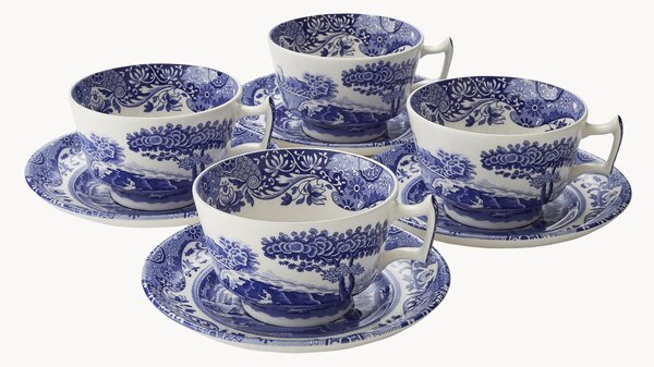 Komplet filiżanek ze spodkiem Blue Italian, 4 elem