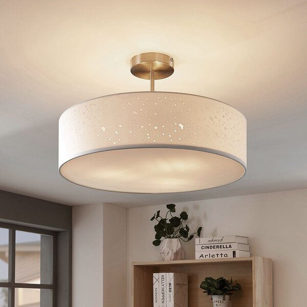 Lampa Sufitowa Lindby, Umma, ściemnialny, biały, salon, tkanina | tekstylia, nowoczesny