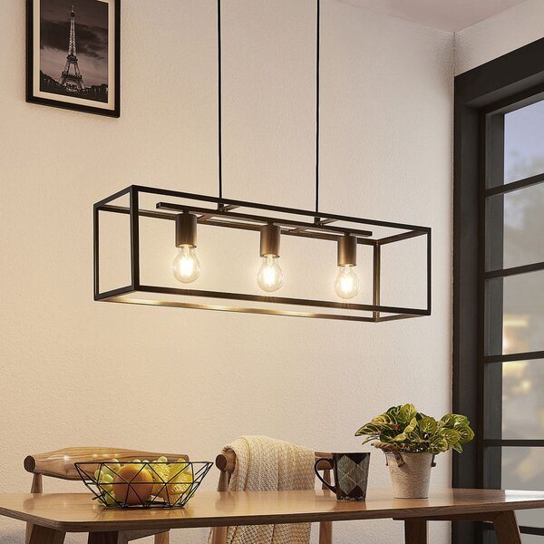 Lampa Wisząca Lindby, Emily, ściemnialny, czarny, kuchnia, metal, nowoczesny