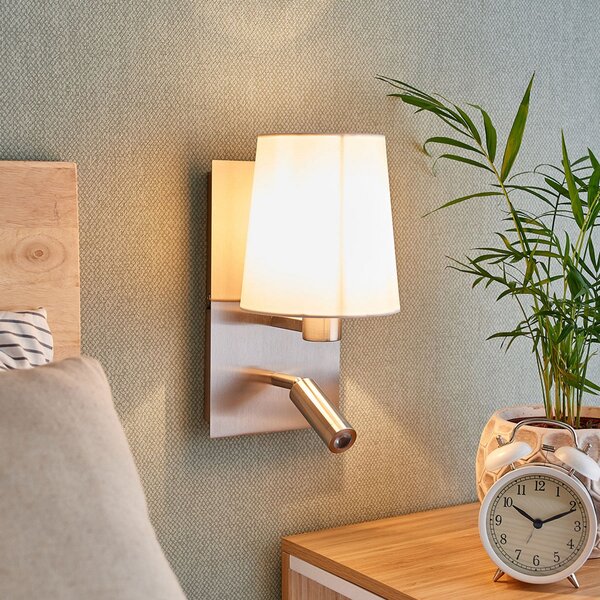 Lampa Ścienna Lindby, Aiden, szary, salon, tkanina | tekstylia, nowoczesny