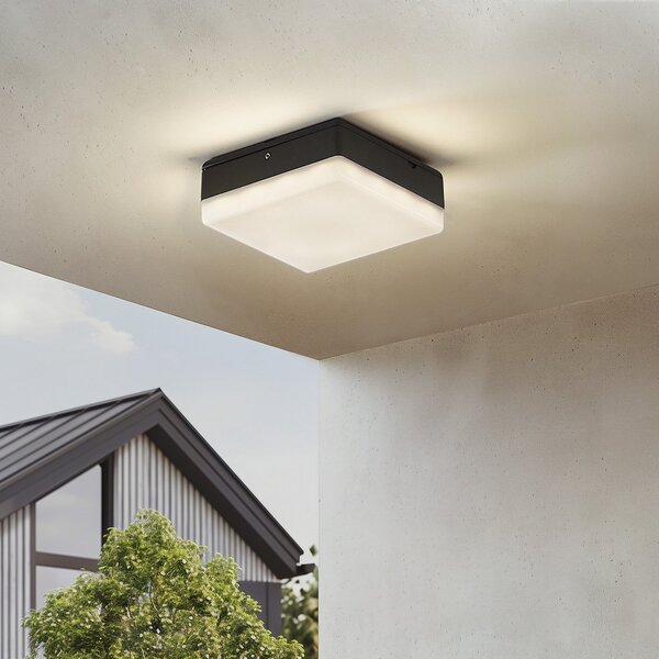 Zewnętrzna Lampa Lucande, Thilo, czarny, taras, tworzywo sztuczne, nowoczesny