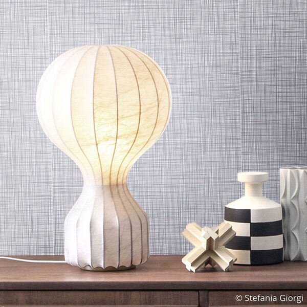 Lampa Stołowa FLOS, Gatto Piccolo, ściemnialny, biały, salon, tkanina | tekstylia, design