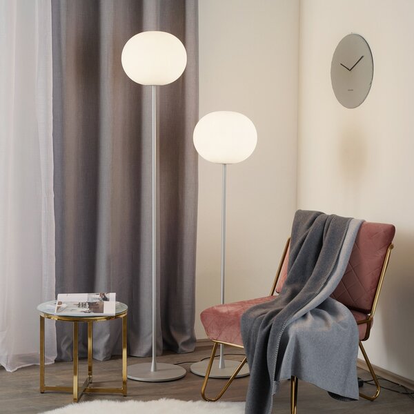 Lampa Podłogowa FLOS, GLO-BALL, ściemnialny, metaliczny, salon, szkło, design