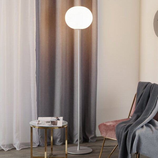 Lampa Podłogowa FLOS, GLO-BALL, ściemnialny, metaliczny, salon, szkło, design