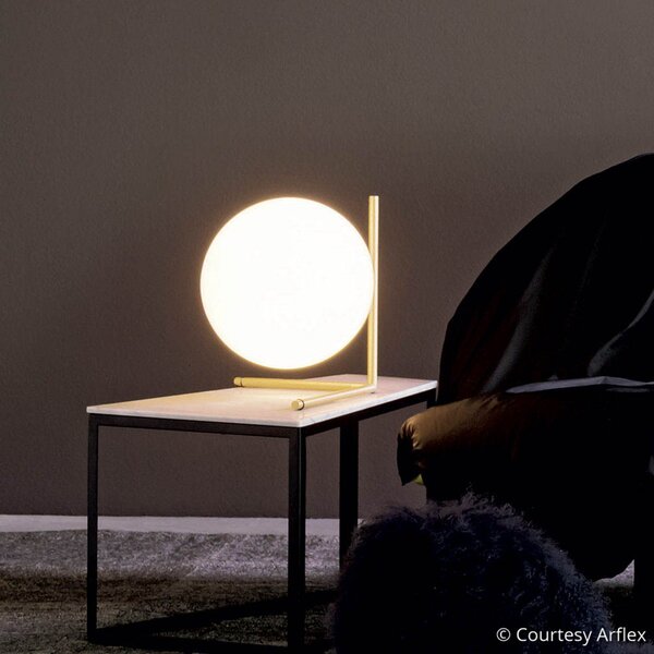Lampa Stołowa FLOS, IC T2, ściemnialny, złoty | mosiężny, salon, metal, design