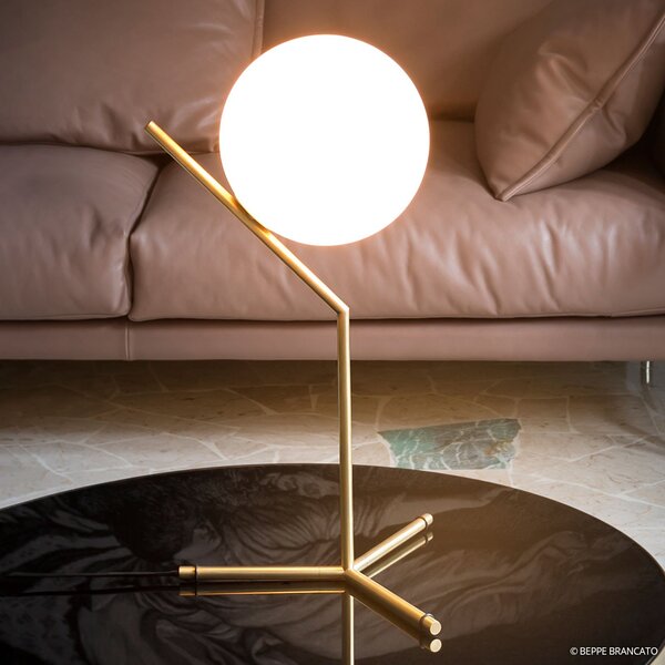 Lampa Stołowa FLOS, IC T1, ściemnialny, złoty | mosiężny, salon, metal, design